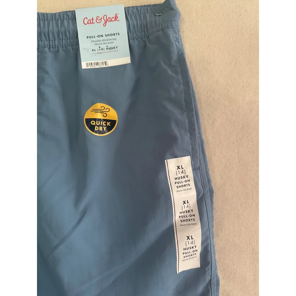 Cat & Jack Boys XL 14 Husky Quick Dry Pull-On Shorts Blue UPF 50+ NWT